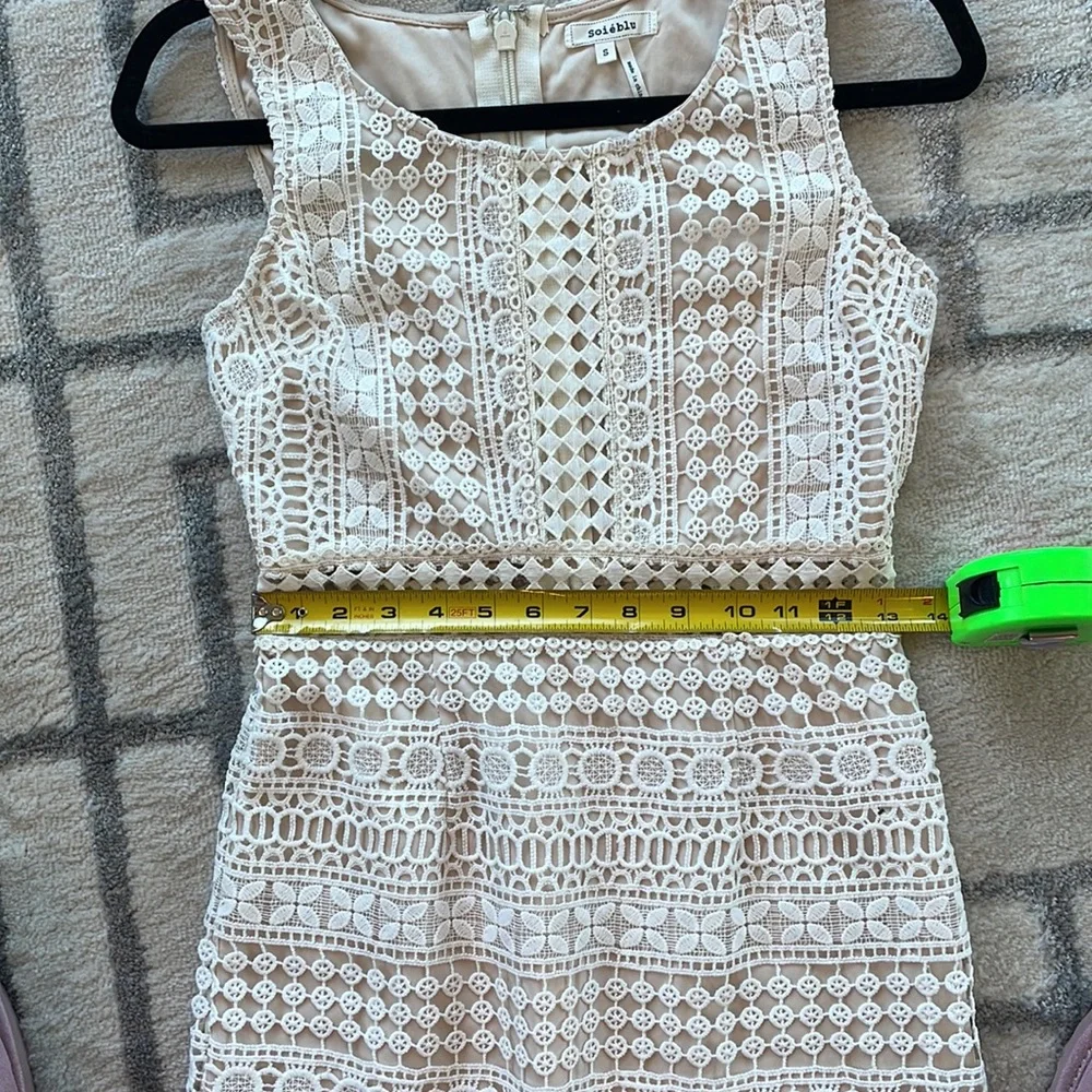 Soieblu Ivory Crochet Lace Sleeveless Midi Dress Size Small - Picture 5 of 7